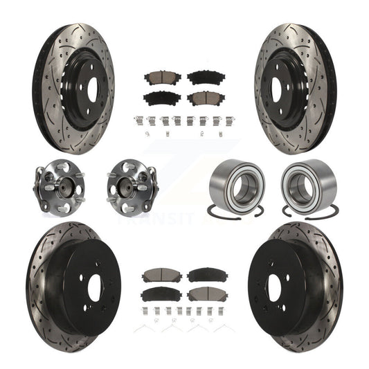 Hub Bearing Coated Brake Rotor & Pad Front Rear Kit (10Pc) For Toyota Sienna FWD