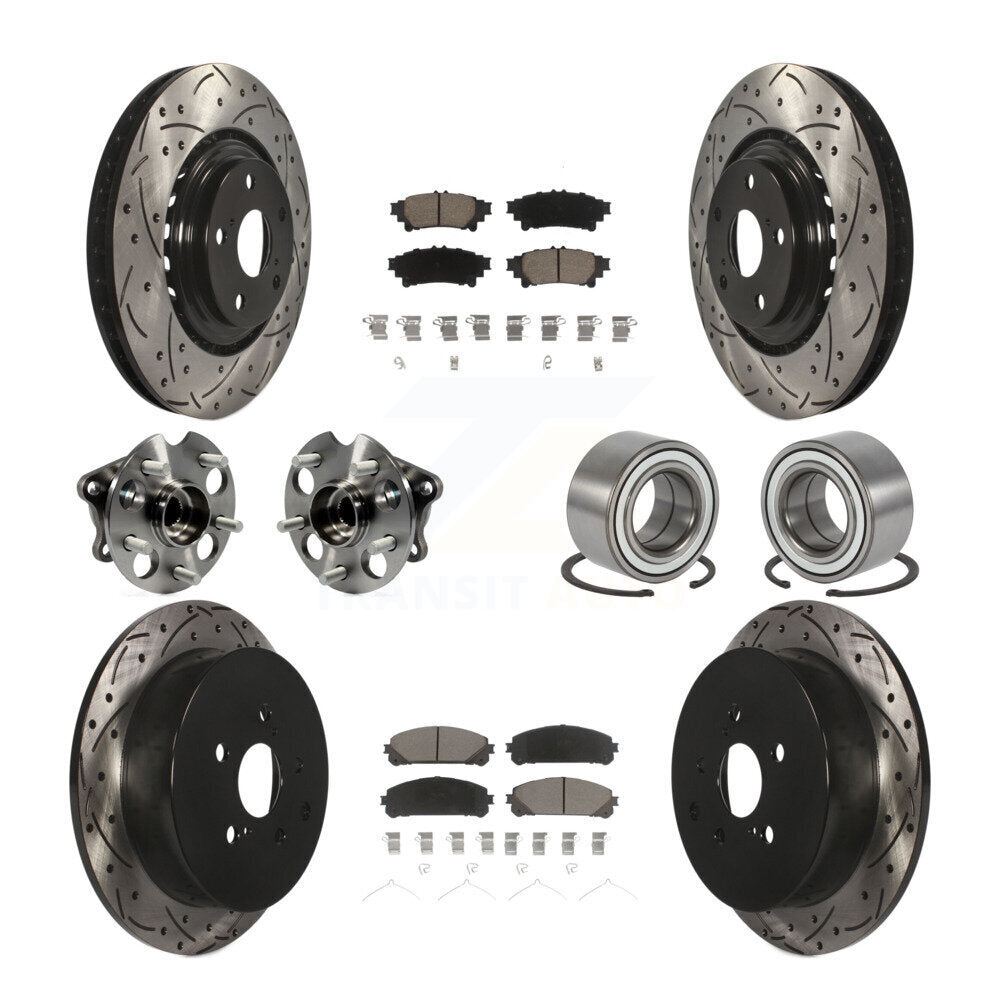 Hub Bearing Coated Brake Rotor & Pad Front Rear Kit (10Pc) For Toyota Sienna AWD