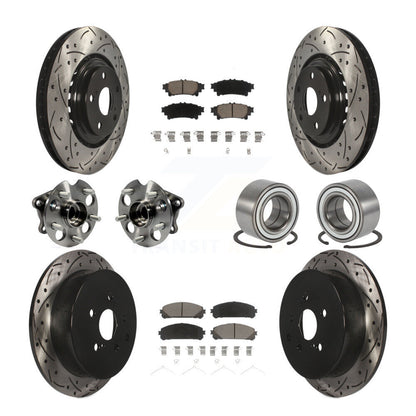 Hub Bearing Coated Brake Rotor & Pad Front Rear Kit (10Pc) For Toyota Sienna AWD