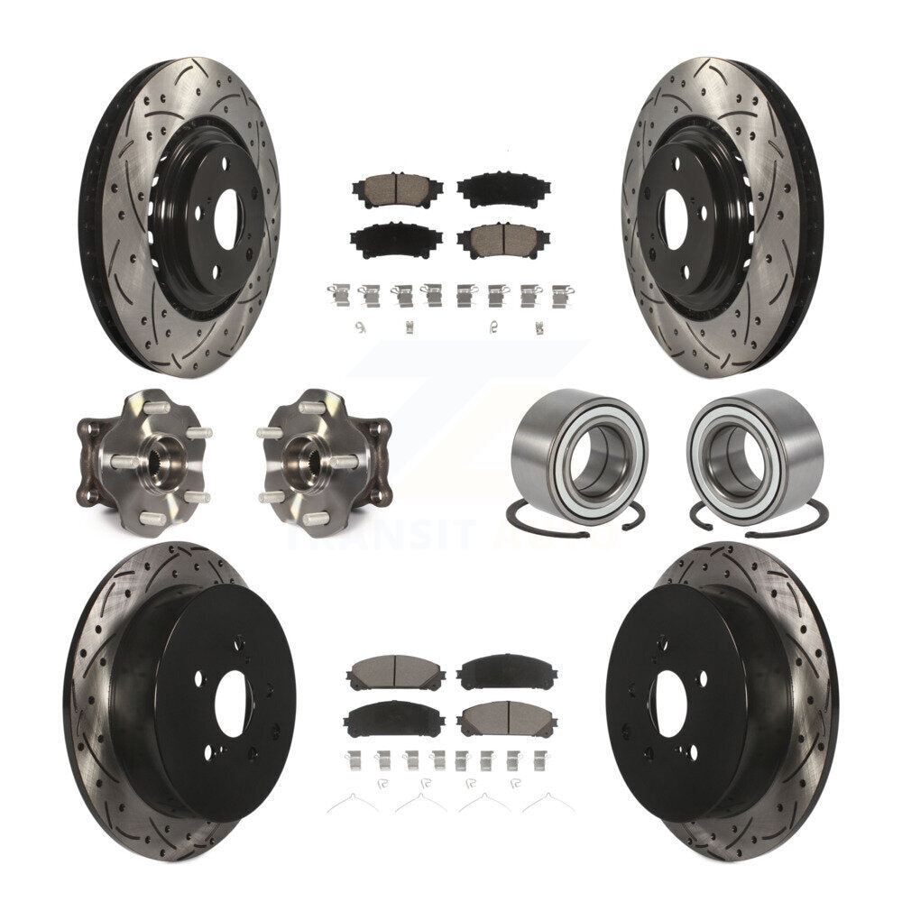 Hub Bearing Coated Brake Rotor & Pad Front Rear Kit (10Pc) For Toyota Highlander