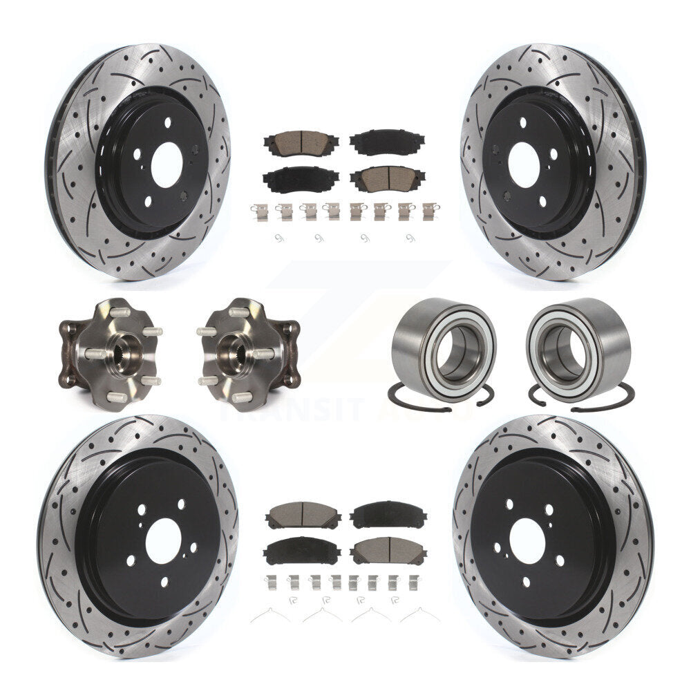 Hub Bearing Coat Brake Rotor Pads Front Rear Kit (10Pc) For 2016 Lexus RX350 AWD