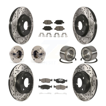 Hub Bearing Coated Disc Brake Rotors And Pads Front Rear Kit (10Pc) For Fiat 500