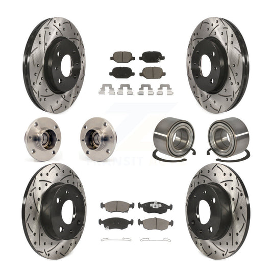 Hub Bearing Coated Disc Brake Rotors And Pads Front Rear Kit (10Pc) For Fiat 500