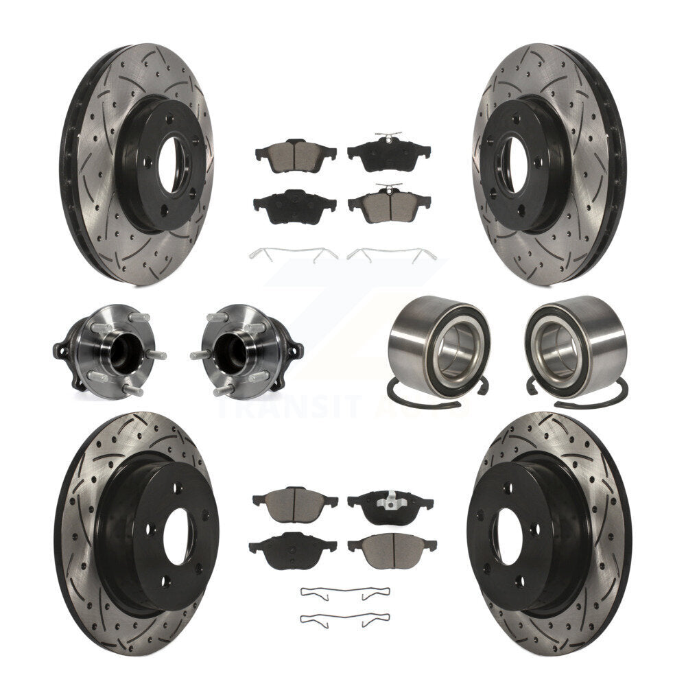 Hub Bearing Coated Disc Brake Rotor And Pad Front Rear Kit (10Pc) For Ford C-Max