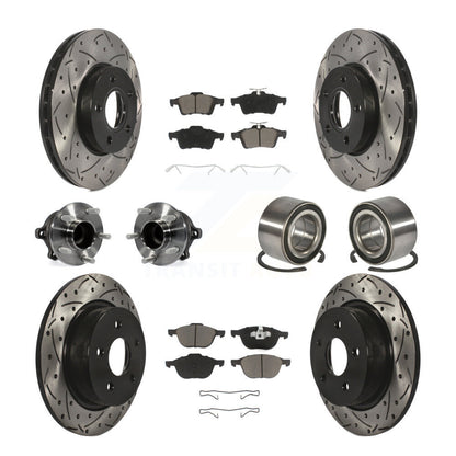 Hub Bearing Coated Disc Brake Rotor And Pad Front Rear Kit (10Pc) For Ford C-Max