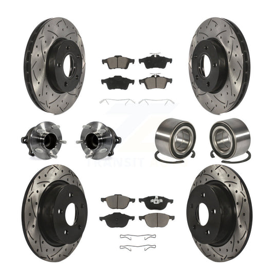 Hub Bearing Coated Disc Brake Rotor And Pad Front Rear Kit (10Pc) For Ford C-Max