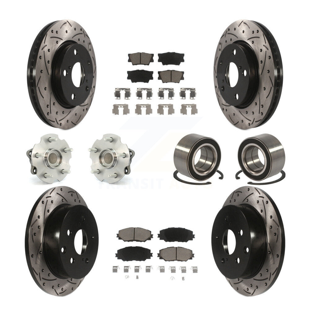 Hub Bearing Coated Brake Rotor & Pad Front Rear Kit (10Pc) For 2010 Lexus HS250h