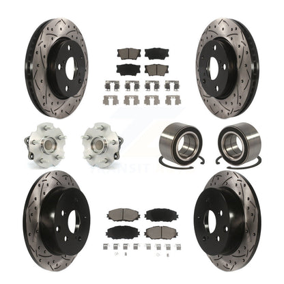 Hub Bearing Coated Brake Rotor & Pad Front Rear Kit (10Pc) For 2010 Lexus HS250h