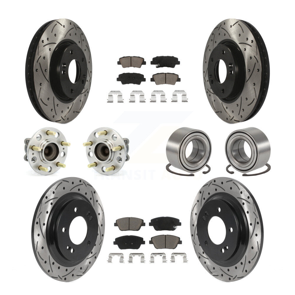 Hub Bearing Coat Brake Rotor Pad Front Rear Kit (10Pc) For 13-15 Kia Optima 2.4L