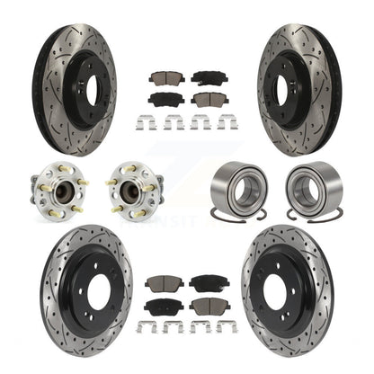 Hub Bearing Coat Brake Rotor Pad Front Rear Kit (10Pc) For 13-15 Kia Optima 2.4L