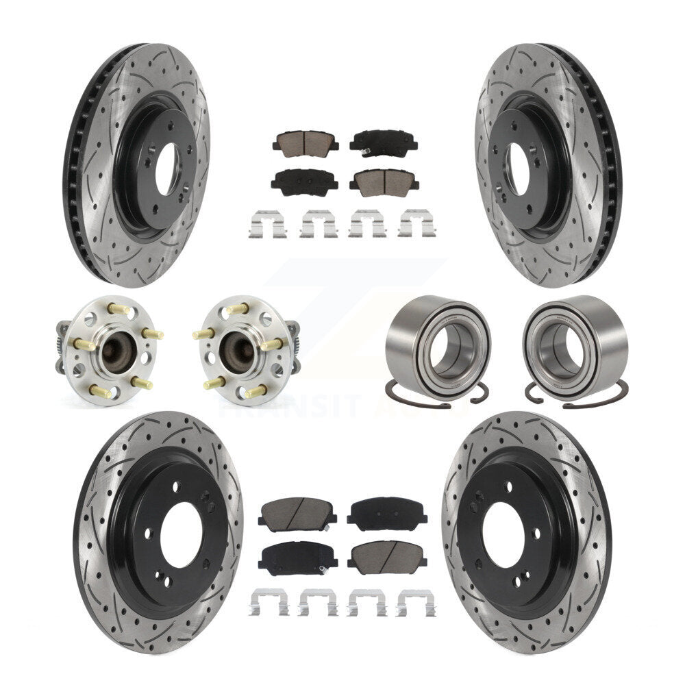 Hub Bearing Coat Brake Rotor Pad Front Rear Kit (10Pc) For 13-15 Kia Optima 2.0L