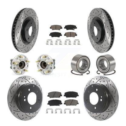Hub Bearing Coated Brake Rotor And Pad Front Rear Kit (10Pc) For Kia Optima 2.0L