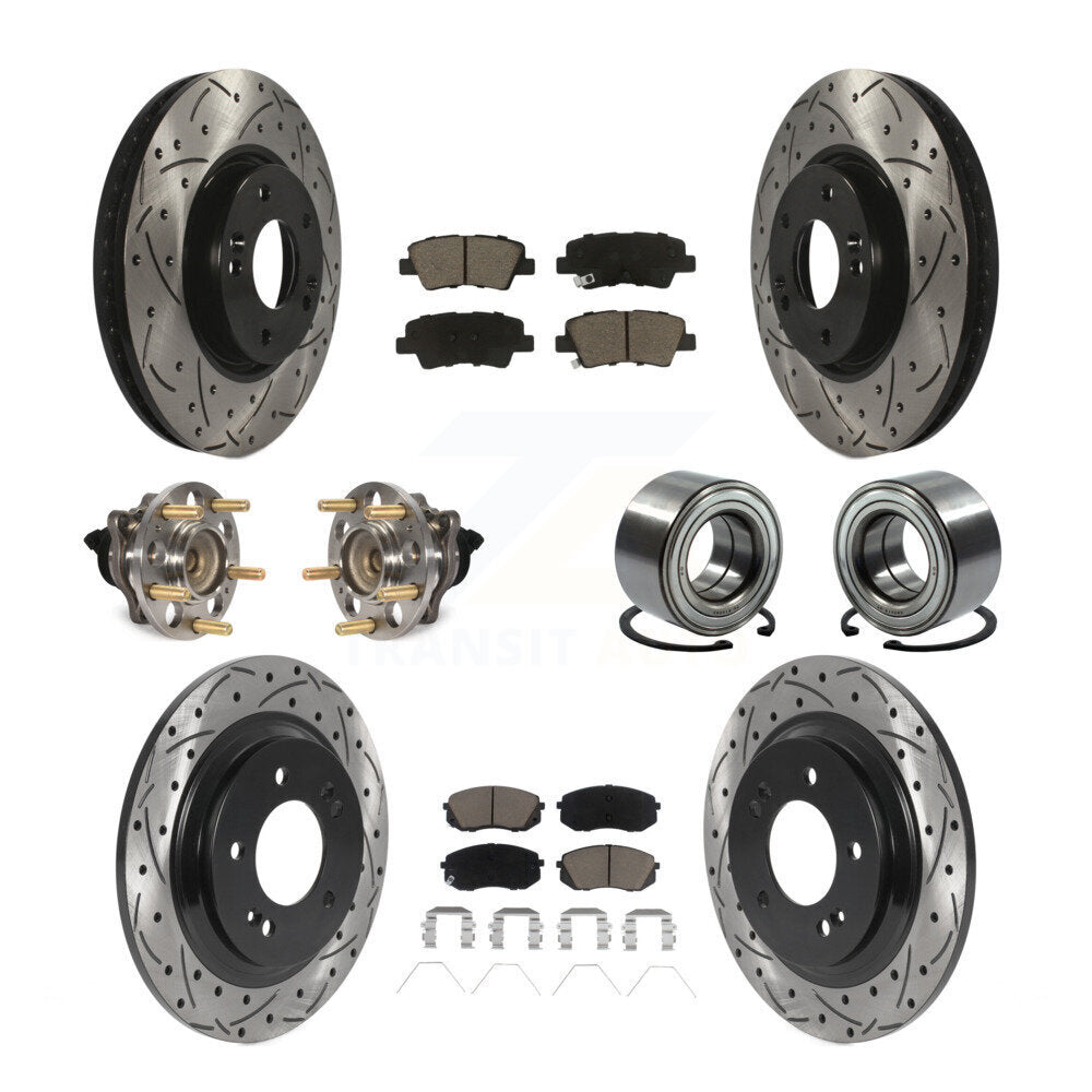 Hub Bearing Coat Brake Rotor Pad Front Rear Kit (10Pc) For 2017-2019 Kia Soul EV