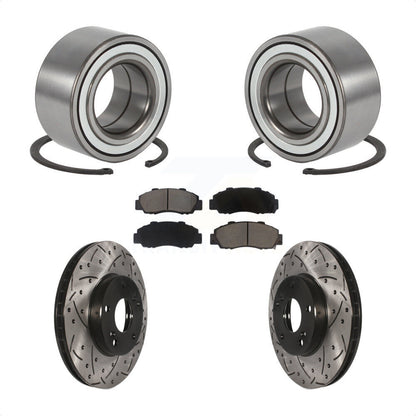 Wheel Bearing Drilled Slot Brake Rotor Pad Front Kit For 98-02 Honda Accord 3.0L