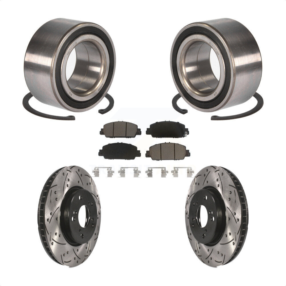 Wheel Bearing Coated Drilled Slotted Brake Rotor Pads Front Kit For Honda Accord