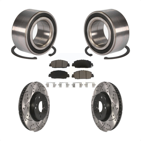 Wheel Bearing Coated Drilled Slotted Brake Rotor Pads Front Kit For Honda Accord