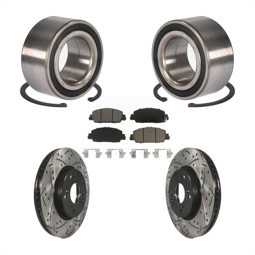Wheel Bearing Coated Drilled Slotted Brake Rotor Pads Front Kit For Honda Accord