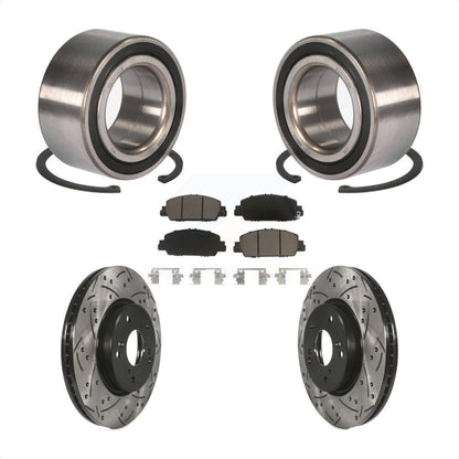 Wheel Bearing Coated Drilled Slotted Brake Rotor Pads Front Kit For Honda Accord