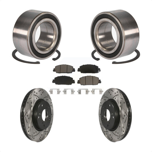 Wheel Bearing Coated Drilled Slotted Brake Rotor Pads Front Kit For Honda Accord