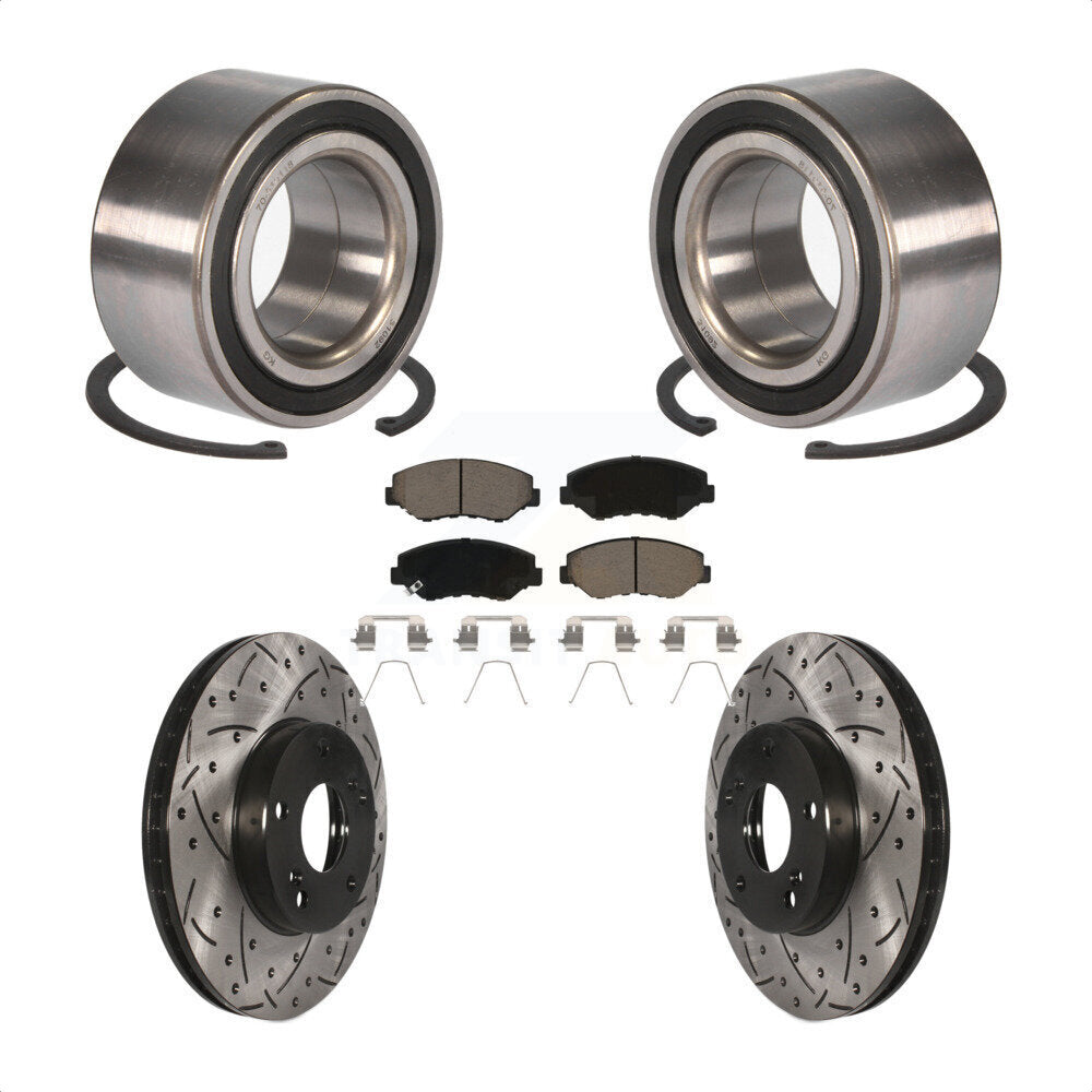 Wheel Bearing Coated Drilled Slotted Brake Rotor Pads Front Kit For Honda Accord