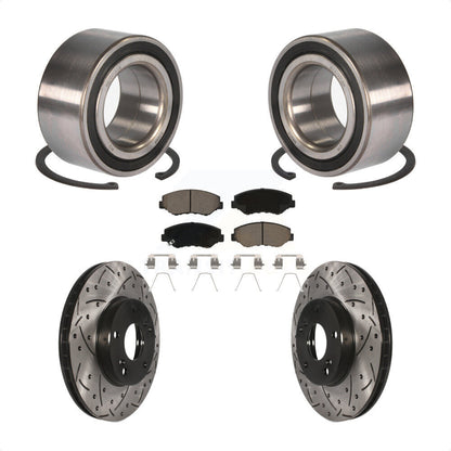 Wheel Bearing Coated Drilled Slotted Brake Rotor Pads Front Kit For Honda Accord