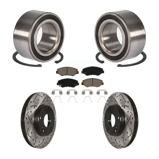 Wheel Bearing Coated Drilled Slotted Brake Rotor Pads Front Kit For Honda Accord