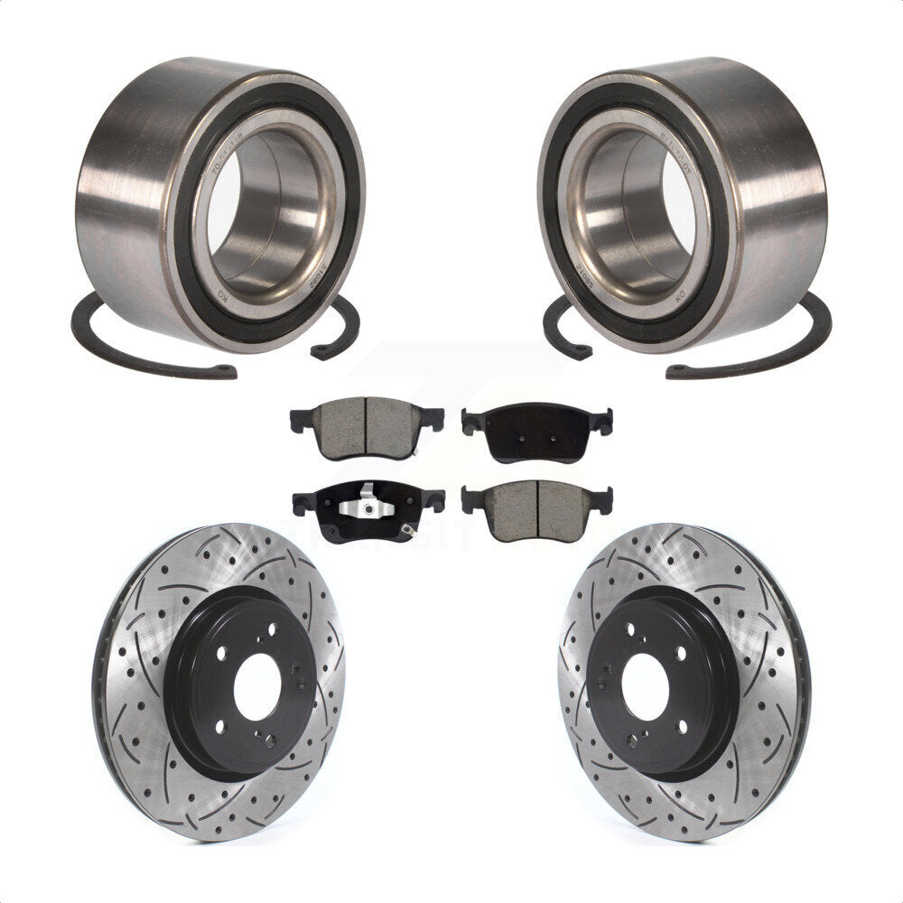 Wheel Bearing Coated Drilled Slotted Brake Rotor Pads Front Kit For Honda Accord
