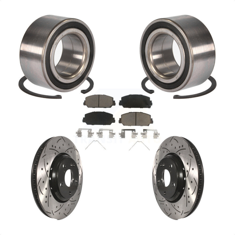 Wheel Bearing Coated Drilled Slotted Brake Rotor Pads Front Kit For Honda Accord