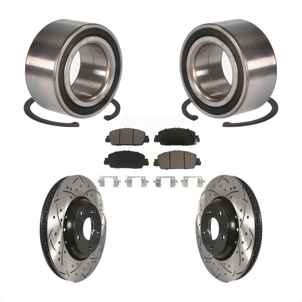 Wheel Bearing Coated Drilled Slotted Brake Rotor Pads Front Kit For Honda Accord
