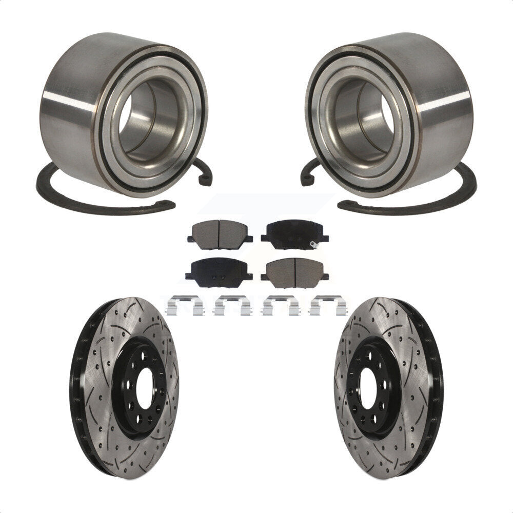 Wheel Bearing Coat Drill Slot Brake Rotor Pads Front Kit For 2016-2018 Fiat 500X