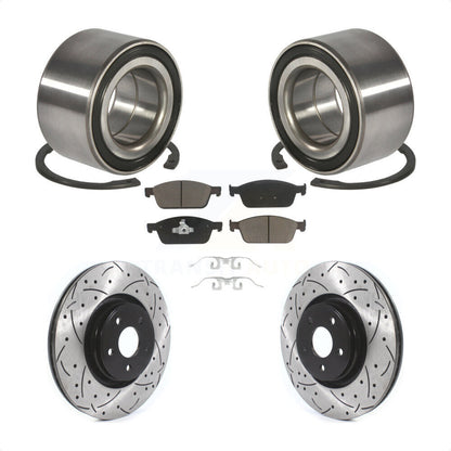 Wheel Bearing Drilled Slot Brake Rotor Pads Front Kit For Ford Focus Lincoln MKC