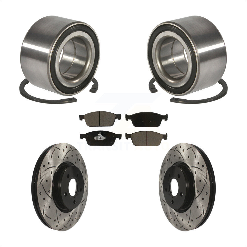 Wheel Bearing Drilled Slot Brake Rotor Pad Front Kit For Ford Escape Transit MKC