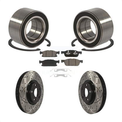 Wheel Bearing Coated Drilled Slotted Brake Rotor And Pad Front Kit For Ford Edge