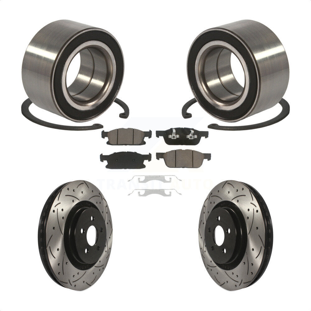 Wheel Bearing Coated Drilled Slotted Brake Rotor And Pad Front Kit For Ford Edge