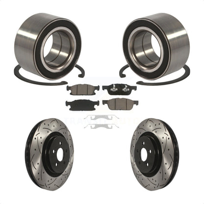 Wheel Bearing Coated Drilled Slotted Brake Rotor And Pad Front Kit For Ford Edge
