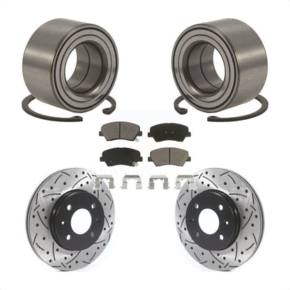 Wheel Bearing Drill Slot Brake Rotor Pads Front Kit For 2012-2017 Hyundai Accent