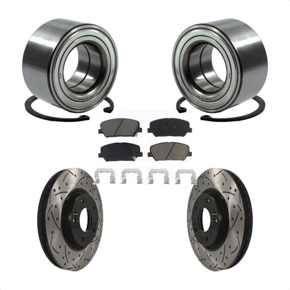Wheel Bearing Coated Drilled Slot Brake Rotor Pad Front Kit For Hyundai Veloster