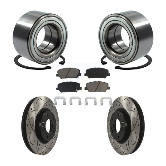 Wheel Bearing Coated Drilled Slot Brake Rotor Pad Front Kit For Hyundai Veloster