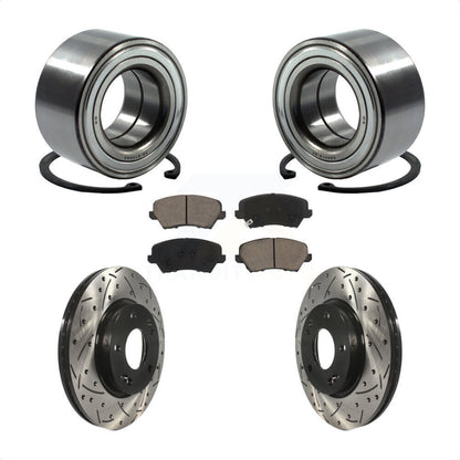Wheel Bearing Drill Slot Brake Rotor Pad Front Kit For Kia Forte Hyundai Elantra