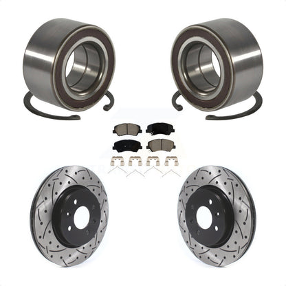 Wheel Bearing Drilled Slot Brake Rotor Pads Front Kit For Kia Rio Hyundai Accent