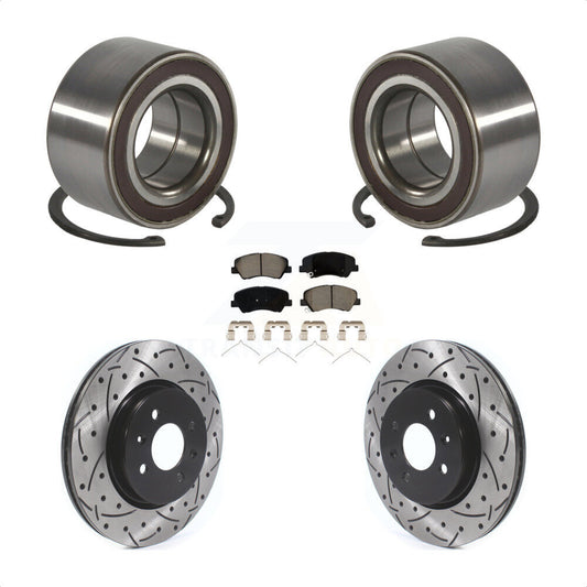 Wheel Bearing Drilled Slot Brake Rotor Pads Front Kit For Kia Rio Hyundai Accent