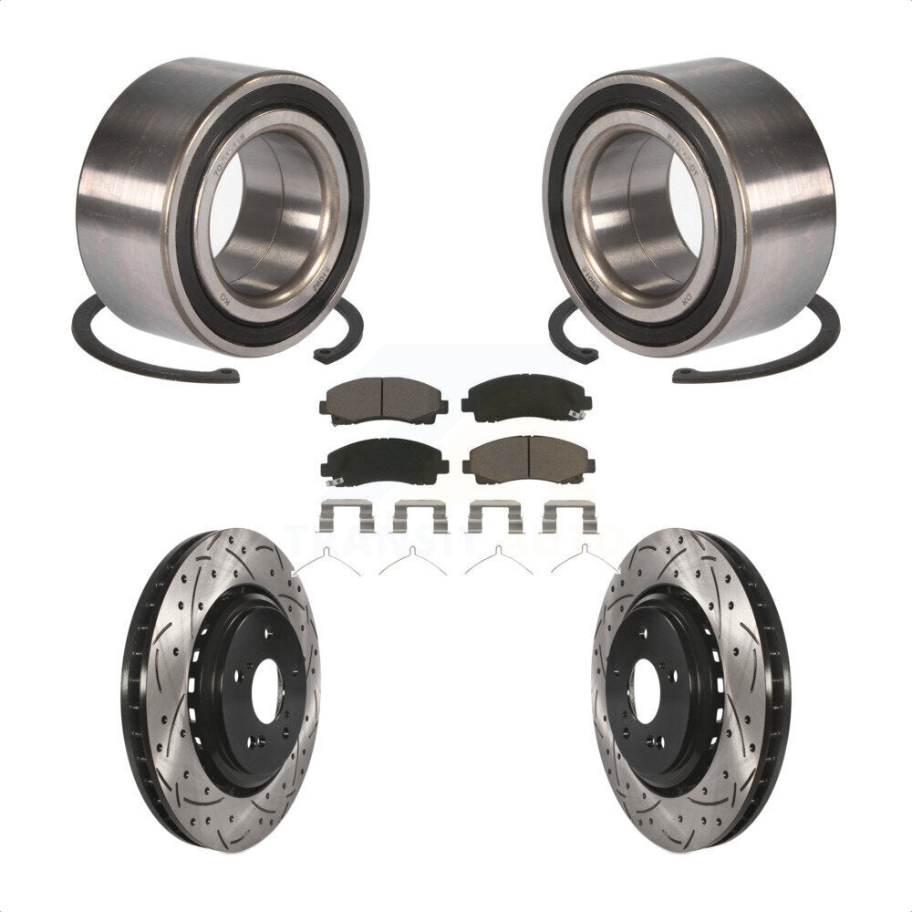 Wheel Bearing Coat Drill Slot Brake Rotor Pads Front Kit For 2015-2020 Acura TLX