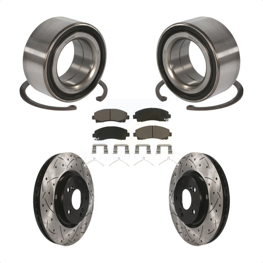 Wheel Bearing Coated Drill Slot Brake Rotor Pad Front Kit For 2009-2014 Acura TL
