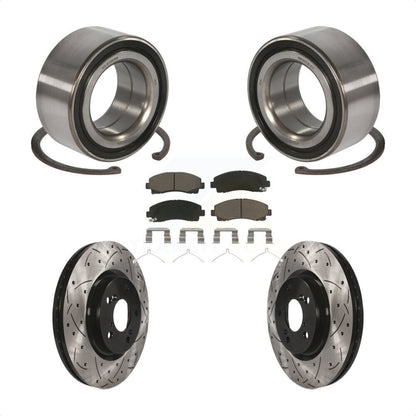 Wheel Bearing Coated Drill Slot Brake Rotor Pad Front Kit For 2009-2014 Acura TL