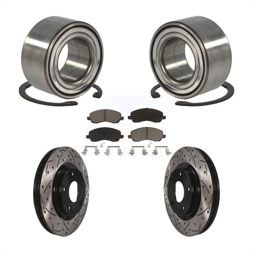 Wheel Bearing Drill Slot Brake Rotor Pad Front Kit For Mitsubishi Jeep Outlander