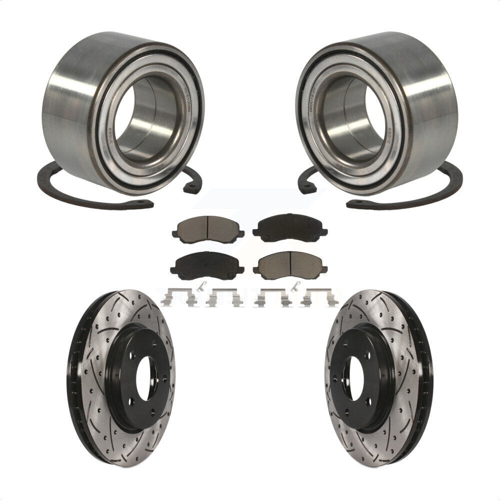Wheel Bearing Drilled Slot Brake Rotor Pad Front Kit For Mitsubishi Lancer Dodge