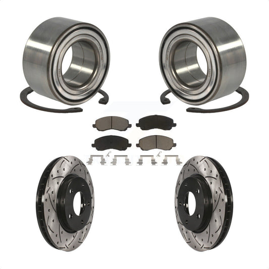 Wheel Bearing Drilled Slot Brake Rotor Pad Front Kit For Mitsubishi Lancer Dodge