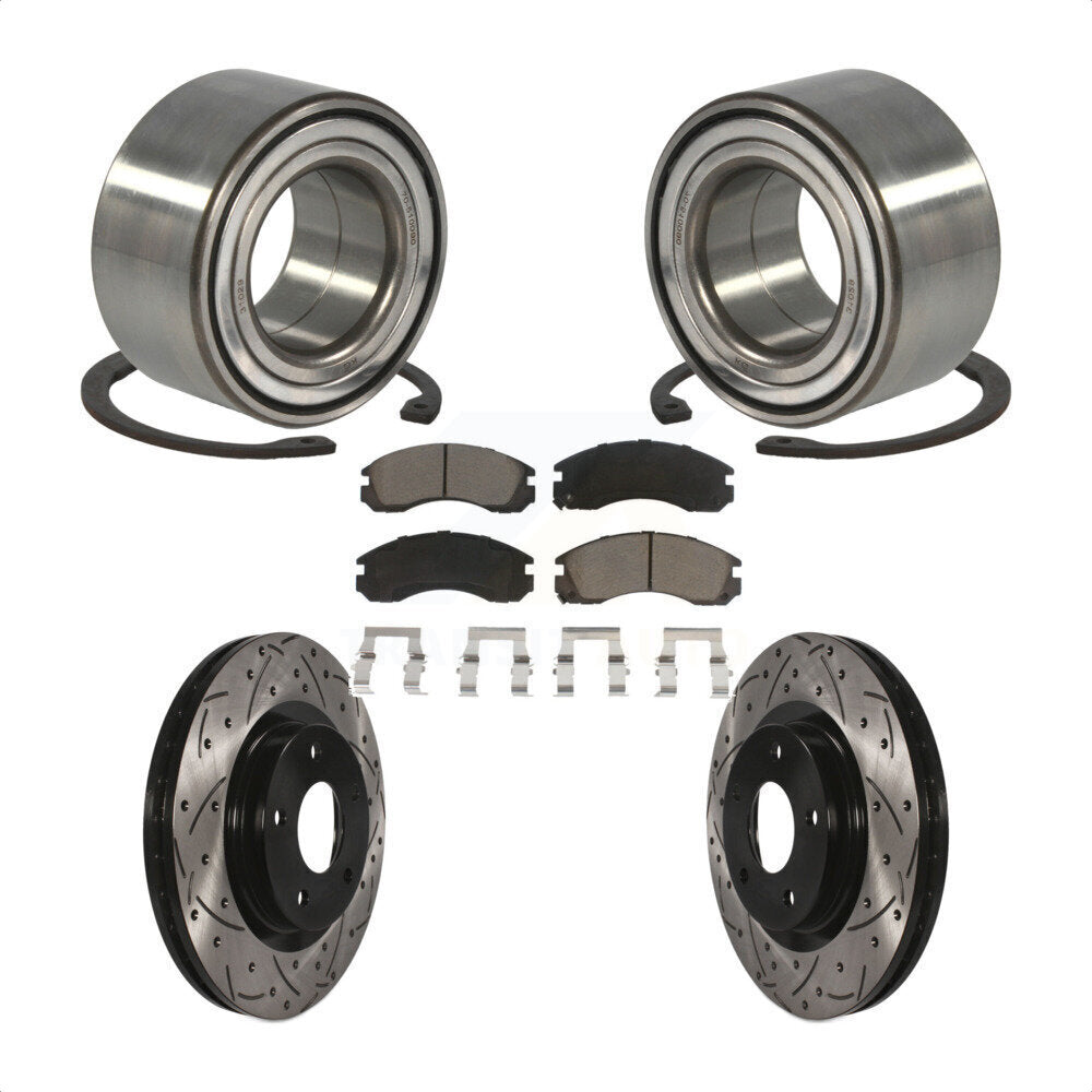 Wheel Bearing Drill Slot Brake Rotor Pads Front Kit For 17 Mitsubishi Lancer FWD