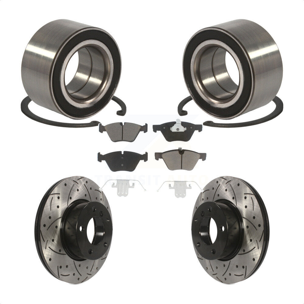 Wheel Bearing Coated Drilled Slotted Brake Rotor And Pad Front Kit For BMW 328xi