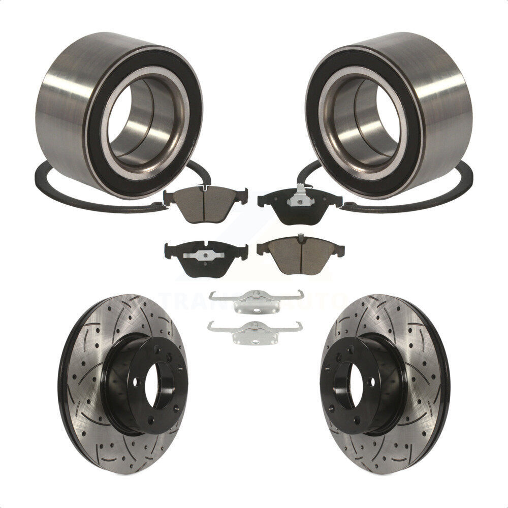 Wheel Bearing Drilled Slot Brake Rotor & Pad Front Kit For BMW 328i xDrive 328xi